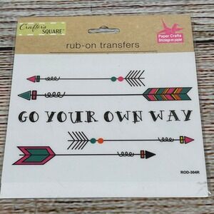 Crafter's Square Rub-On Transfers Go Your Own Way Arrows Boho ROD-304R NEW